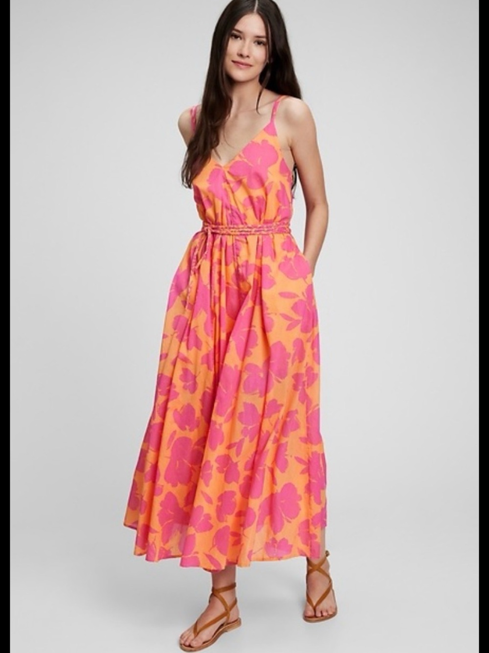 Floral Pink & Orange Maxi Sundress - Gap - Medium